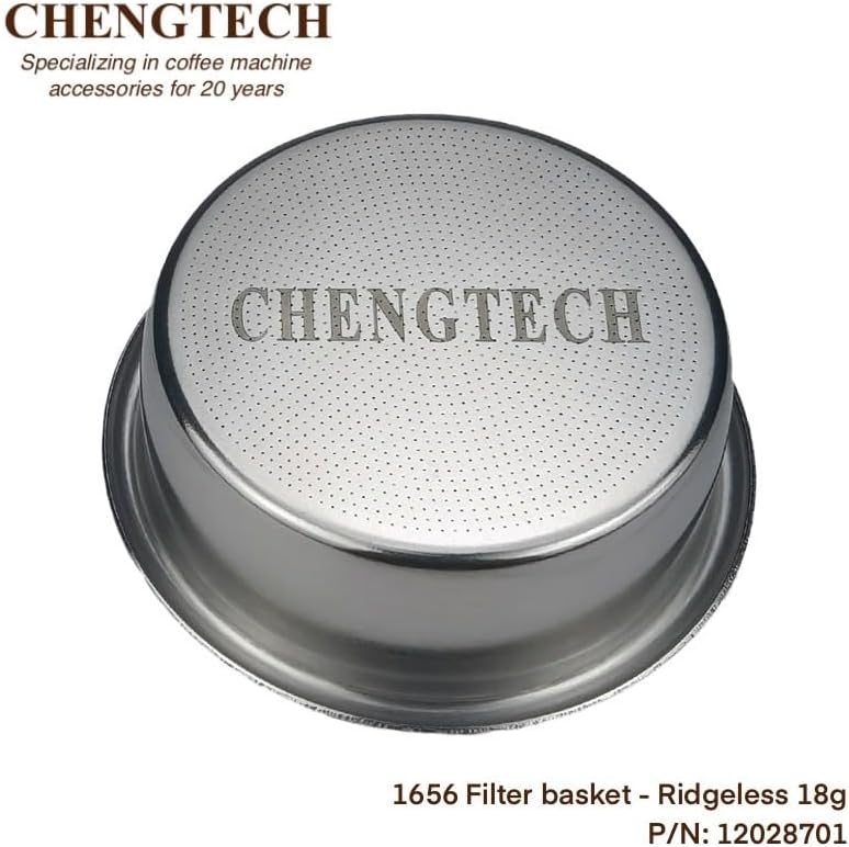 Chengtech Espresso Accessories, 58mm Espresso Filter Basket (18g Laser Round Hole) – 1656 High-Density Laser-Cut Round Perforations, Ridgeless Design for Efficient Extraction & Richer Flavor - Image 2